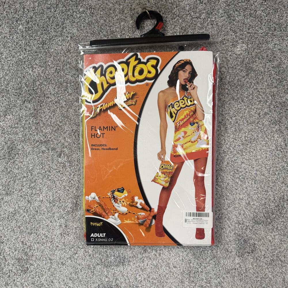 Spirit Halloween Cheetos Dress Womens XS Flamin Hot Bodycon Mini Costume Party